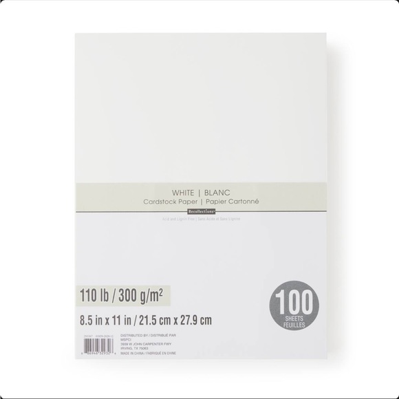 Recollections Other - White Heavyweight Cardstock Paper. Crafting paper. 8.5” X 11”. 100 sheets. New.